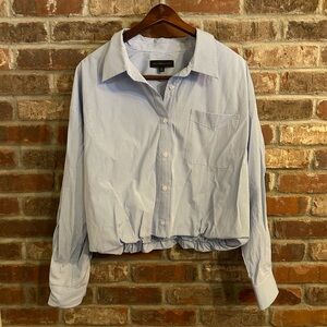 Dance&marvel pinstripe, blue, and white button up top size m